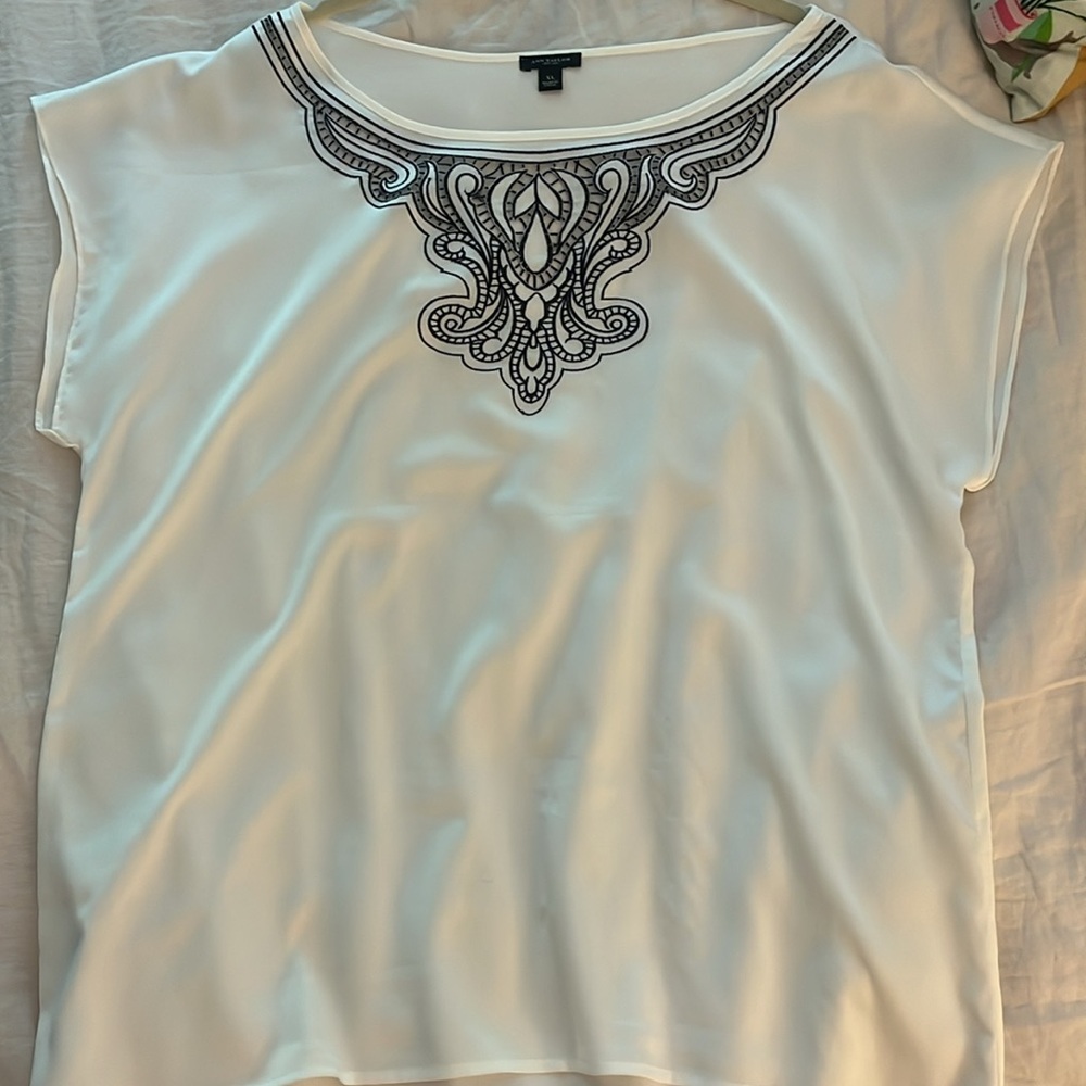 Ann Taylor Cream and Black XL Blouse